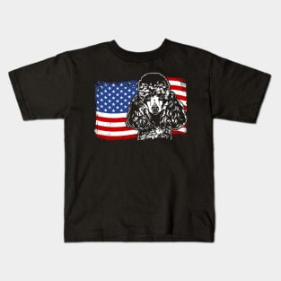 Proud Miniature Poodle American Flag patriotic dog Kids T-Shirt